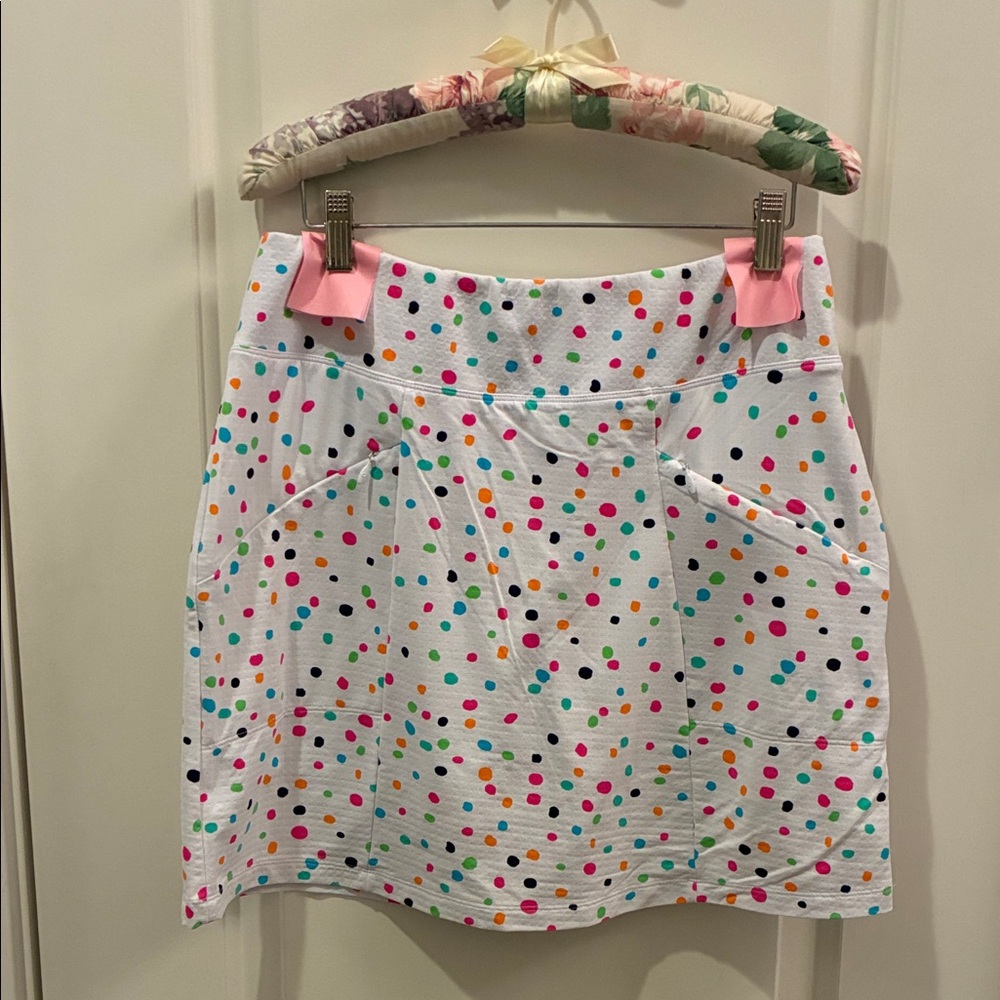 IBKUL SMALL 17” White Skirt with Colorful Polka Dots